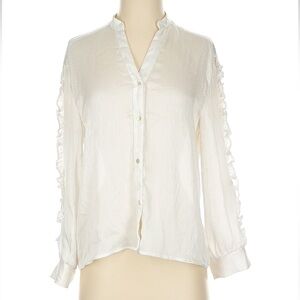 Zara textured button down w/ ruffle sleeve detail XS